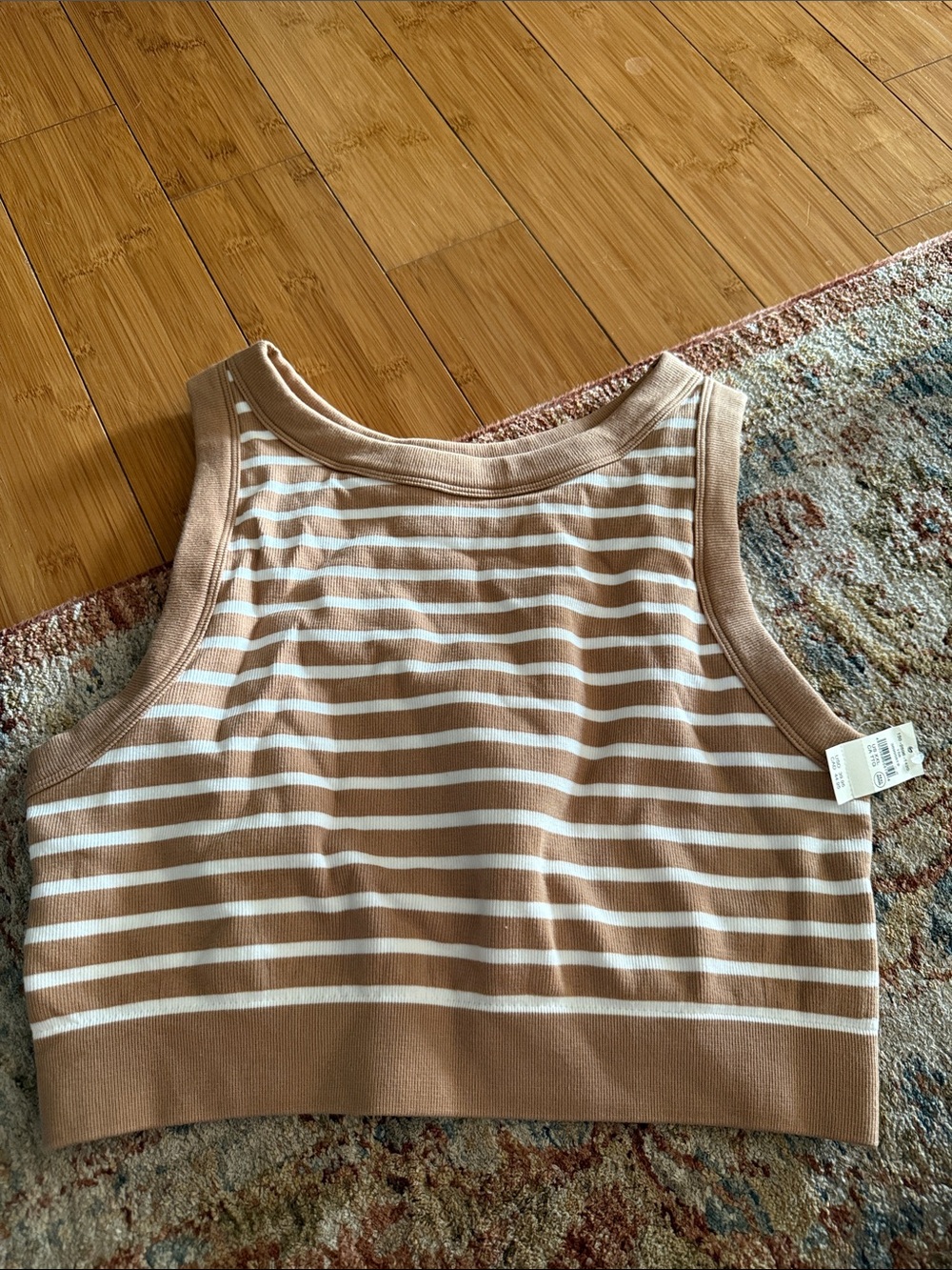 NWT aerie Black and White Striped Crop Tank